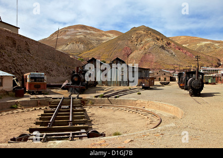 La vieille ville fantôme minière de Pulacayo, patrimoine industriel, a lié à Butch Cassidy et le Sundance Kid, Bolivie Banque D'Images