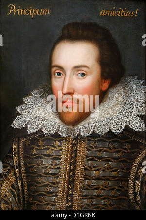 Shakespeare. Portrait de William Shakespeare connue sous le nom de Richard Cobbe Portrait, fait de la vie en 1610. Banque D'Images