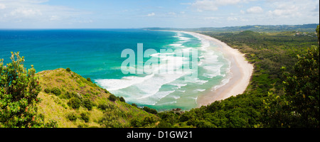 Vue panoramique vue aérienne de Tallow Beach à Byron Bay, Nouvelles Galles du Sud, Australie, Pacifique Banque D'Images