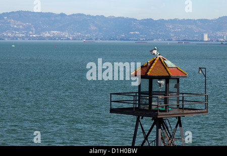Tour de garde de la prison d'Alcatraz Banque D'Images
