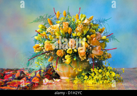 Bouquet de fleurs de rose et de freesia Banque D'Images