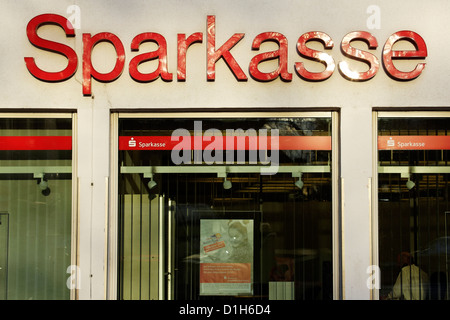 Signe de la banque Sparkasse Rosenheim, Haute-bavière Allemagne Europe Banque D'Images