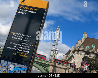 London Eye et Westminster Bridge Westminster London England Banque D'Images