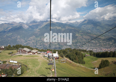 Ascenseur de ski de Pila, vallée d'aoste, Italie Banque D'Images