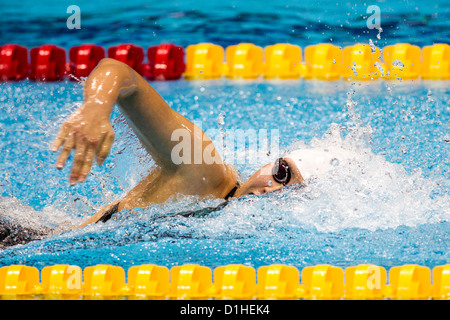 Ye Shiwen (CHN) remporte la médaille d'or dans le 400 mètres quatre nages individuel dans la Finale des Jeux Olympiques 2012, Londres Banque D'Images