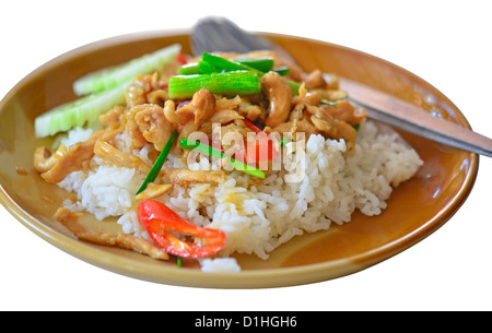 Riz thaï au poulet et noix de cajou Banque D'Images