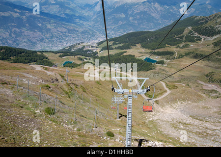 Ascenseur de ski de Pila, vallée d'aoste, Italie Banque D'Images