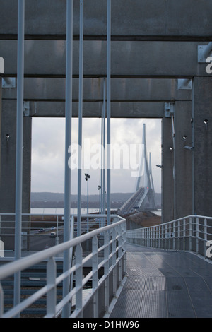 Pont de Normandie, pont, à l'embouchure de la Seine un auroroute 29 Banque D'Images