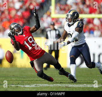 23 décembre 2012 - Tampa, Floride, États-Unis - Tampa Bay Buccaneers receveur Mike Williams (19) cannont arriver avec le ballon au cours du quatrième trimestre avec Saint Louis Rams Janoris Jenkins évoluait (21), à la défense. Tampa Bay Buccaneers jouer les St Louis Rams chez Raymond James Stadium. (Crédit Image : © Chris Zuppa/Tampa Bay Times/ZUMAPRESS.com) Banque D'Images