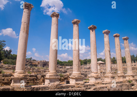 Ruines de la ville romaine Scythopolis dans le Parc National de Beit Shean , Israël Banque D'Images