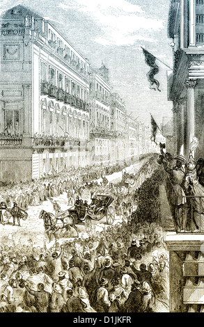 Scène de l'histoire de l'Italie, l'entrée triomphale de Giuseppe Garibaldi à Naples le 7 septembre 1860, Italie Banque D'Images