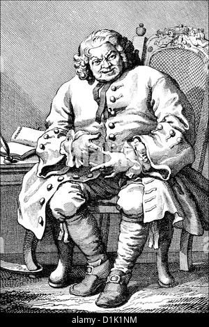 Portrait de Simon Fraser, 11ème Lord Lovat, 1667 - 1747, un chef de clan écossais du 18ème siècle, dessin par William Hogarth, Banque D'Images