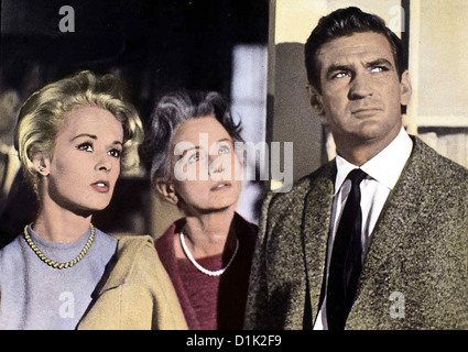 Die Voegel des oiseaux, Tippi Hedren, Jessica Tandy, Rod Taylor in einer Kleinstadt kalifornischen machen sich die Femme Banque D'Images