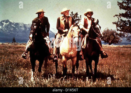 Bonanza Bonanza 1 : Adam (Pernell Roberts), Little Joe (Michael Landon), 'Pa' Ben (Lorne Greene), Eric "Hoss" Cartwright (Dan' Banque D'Images