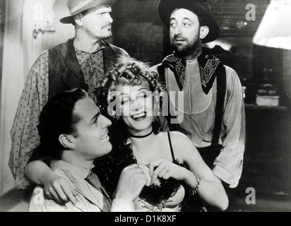 Der Grosse Bluff Destry Rides Again Brian Donlevy, Marlene Dietrich dahinter : Warren Hymer, Allen Jenkins dans der Grenzstadt Banque D'Images