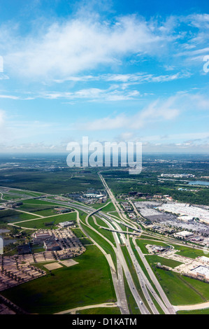 Les images aériennes du Texas à partir de la fenêtre d'un avion Banque D'Images