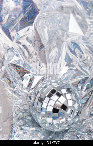 Boule disco miroir brillant closeup Banque D'Images