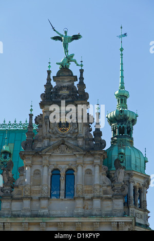 Vue partielle de l'Hôtel de ville de Hambourg, Allemagne Banque D'Images