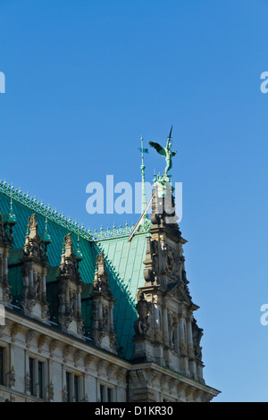 Vue partielle de l'Hôtel de ville de Hambourg, Allemagne Banque D'Images