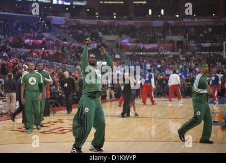 Le 27 décembre 2012 - Los Angeles, Californie, USA - Boston Celtics, Kevin Garnett se prépare pour le match contre les Los Angeles Clippers au Staples Center de Los Angeles, Californie aujourd'hui jeudi 27 décembre 2012..ARMANDO ARORIZO/PI (crédit Image : © Armando Arorizo/Pi/Prensa Internacional/ZUMAPRESS.com) Banque D'Images