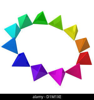 Roue des couleurs fait de pyramides, 3d Banque D'Images
