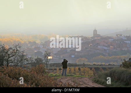 Un village de Badaran vignobles, Cardenas, vallée de la région viticole de Rioja, Espagne, Europe Banque D'Images