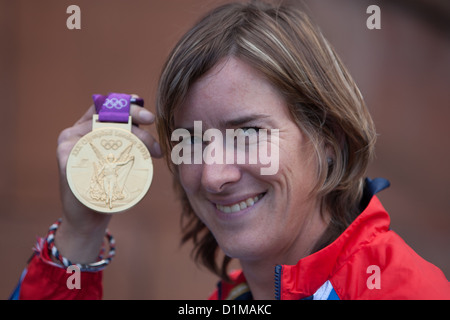 Katherine Grainger, Écossais, médaillé d'or aux Jeux olympiques en aviron, au Jeux Olympiques de Londres de 2012. Banque D'Images