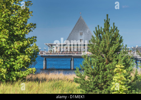 Seebrücke Ahlbeck, jetée à la mer Baltique, l'île de Usedom, Heringsdorf, Mecklembourg-Poméranie-Occidentale, Allemagne, Europe Banque D'Images