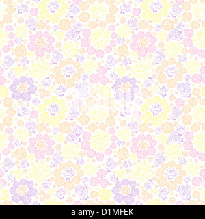 Motif florale avec fleurs roses pastel Banque D'Images