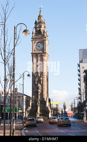 La belle Albert Memorial Clock Tower Place Queens County Antrim Irlande du Nord Belfast Royaume-Uni UK Banque D'Images