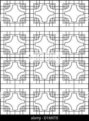 Noir&Blanc Ligne Table Chinese-Japan Mur Fenêtre Banque D'Images