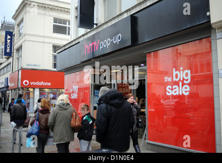 HMV Pop-Up shop dans le centre de Brighton UK avec la grosse vente juste après Noël 2012 Banque D'Images