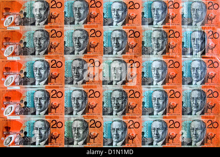 Notes de vingt dollars australiens Banque D'Images