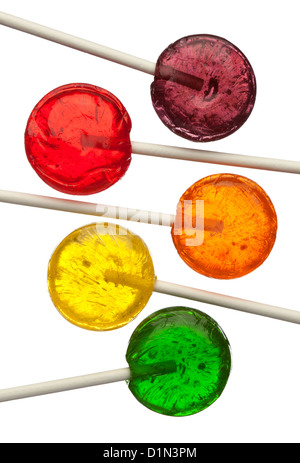 Les lollipops en plusieurs couleurs isolated on white Banque D'Images