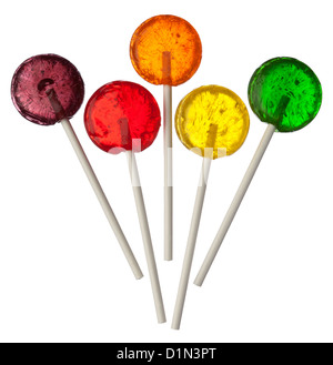 Les lollipops en plusieurs couleurs isolated on white Banque D'Images