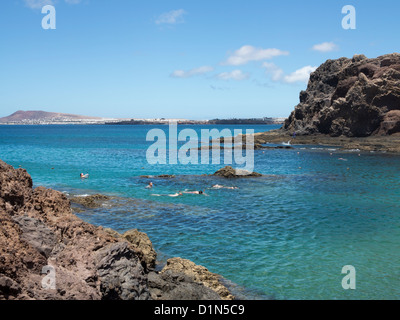 Playa de Papagayo beach près de Playa Blanca, Lanzarote, Îles Canaries Banque D'Images