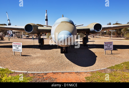 Fusées d'affichage de l'ombre historique de l'histoire parc fusée Rocket heritage park Australie du Sud de Woomera meteor chasseur à réaction Banque D'Images