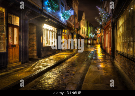 La pagaille dans la région de York à l'époque de Noël dans la nuit Banque D'Images