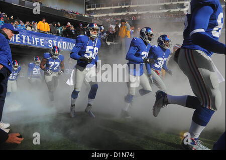 New Jersey, USA. 30 Décembre 2012 : les Giants de New York prendre le champ pendant une semaine 17 du duel entre la NFL Philadelphia Eagles et les Giants de New York au Stade MetLife à East Rutherford, New Jersey. Banque D'Images