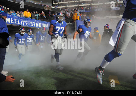 New Jersey, USA. 30 Décembre 2012 : les Giants de New York prendre le champ pendant une semaine 17 du duel entre la NFL Philadelphia Eagles et les Giants de New York au Stade MetLife à East Rutherford, New Jersey. Banque D'Images