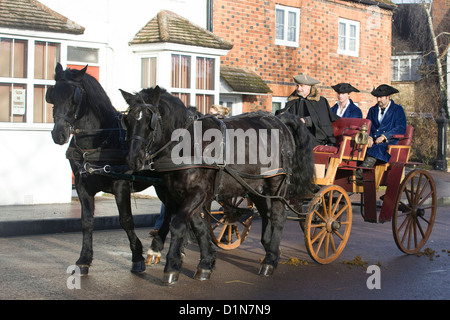 Panier chevaux tirant un chariot Equus ferus caballus Banque D'Images