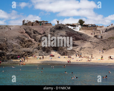 Playa de Papagayo beach près de Playa Blanca, Lanzarote, Îles Canaries Banque D'Images