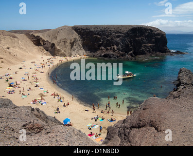 Playa de Papagayo beach près de Playa Blanca, Lanzarote, Îles Canaries Banque D'Images