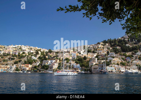 Paysage de maisons colorées, éntierement , Grèce Banque D'Images