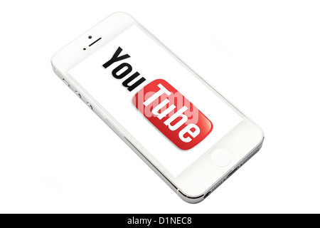 Logo You Tube écran d'iPhone 5 Banque D'Images