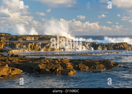 Vagues se brisant sur les rochers, Plage, Sardinera Hatillo, Puerto Rico Banque D'Images