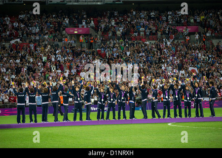 Le Japon remporte la médaille d'argent en femmes Football (soccer) aux Jeux Olympiques d'été, Londres 2012 Banque D'Images