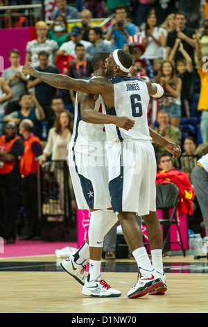 USA bat l'Espagne dans la Médaille d'or jeu de basket-ball aux Jeux Olympiques d'été, Londres 2012 Banque D'Images