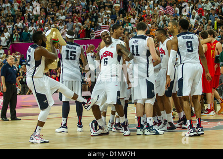 USA bat l'Espagne dans la Médaille d'or jeu de basket-ball aux Jeux Olympiques d'été, Londres 2012 Banque D'Images