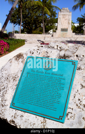 Florida Florida Keys, Upper Matecombe Key, Islamorada, US Highway route 1 One, Overseas Highway, Florida Keys Memorial, Hurricane Monument, plaque, Herita Banque D'Images